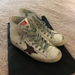 White Golden Goose with Pink Sparkly Star